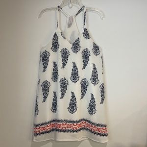 Boho Dress Straps Racerback Blue White Orange Sun Dress Women’s Size Small